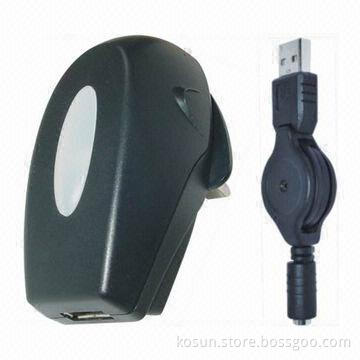 USB Travel Charger, 100 to 240V AC, 50/60Hz Input and 5.0V DC, 600mA Output